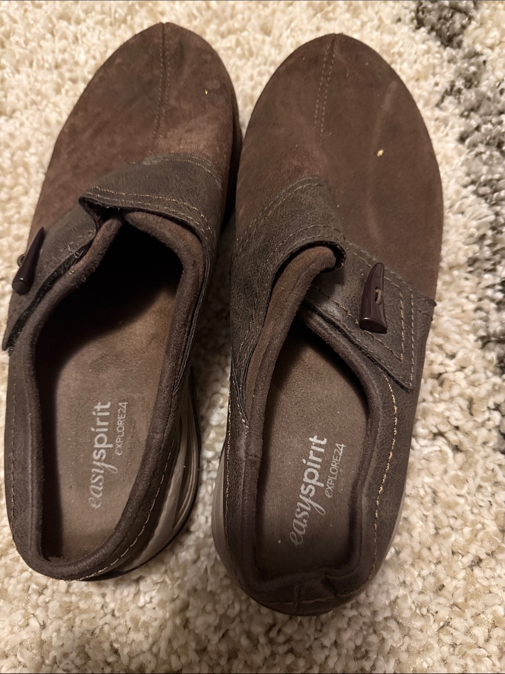Easy Spirit Brown Suede-Look Slip-On Loafers